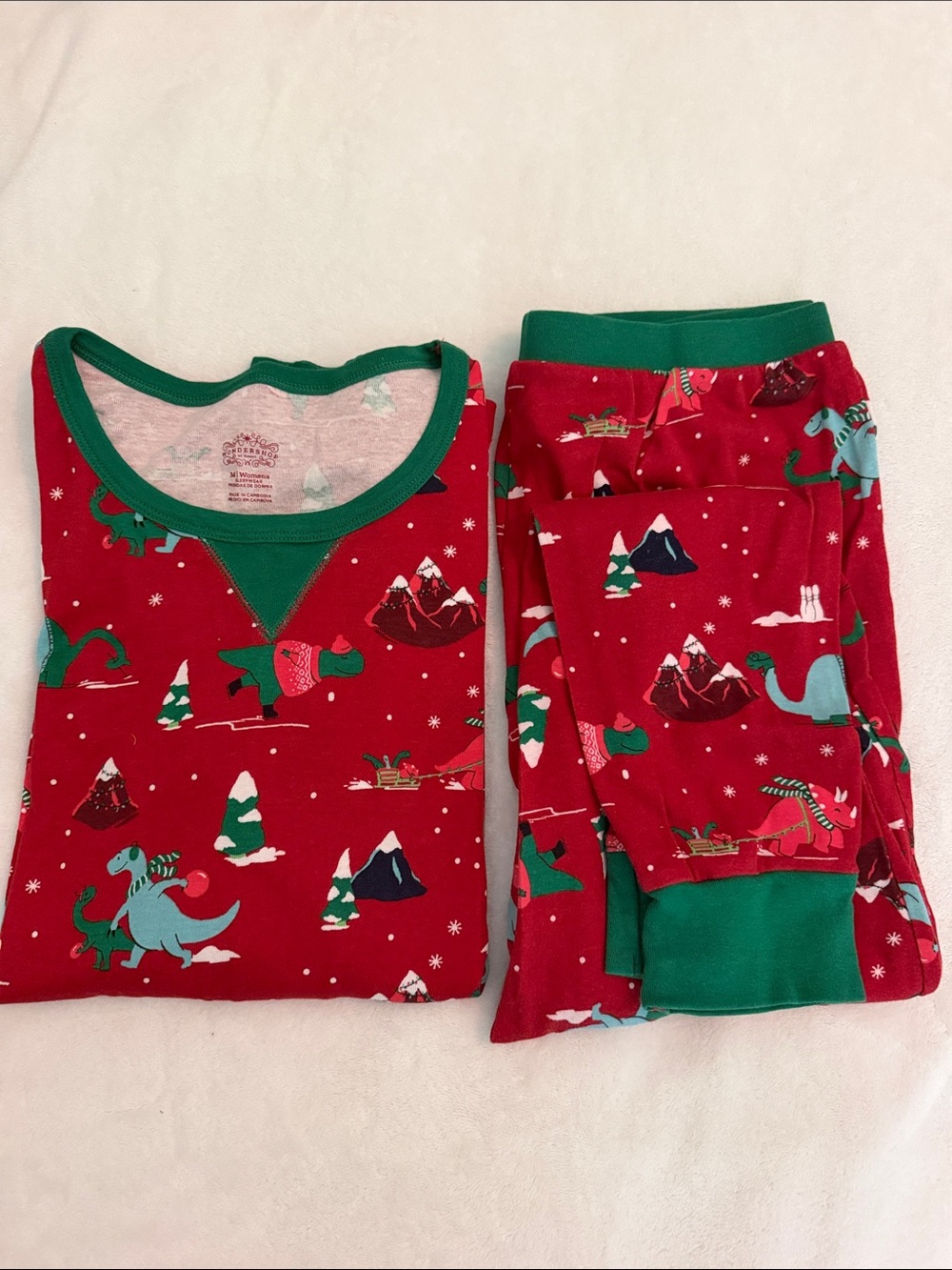 Women’s Red Dino Holiday Pajama Set